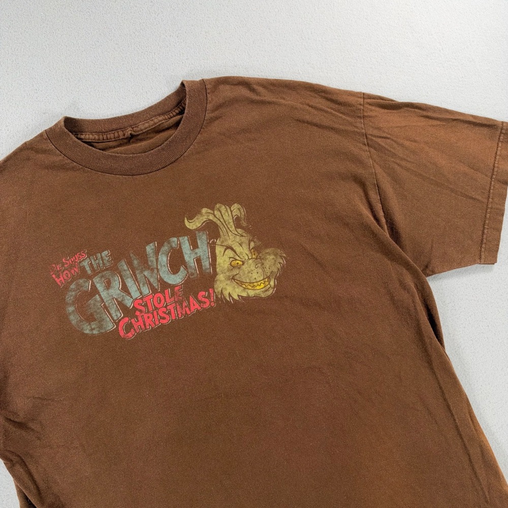 Dr Seuss The Grinch Stole Christmas Graphic T-Shirt Brown Large